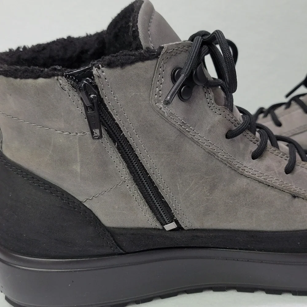 ECCO‎ Gore-Tex Soft 7 Waterproof Leather Boots Mens 10-10.5 EU 44 Titanium Black